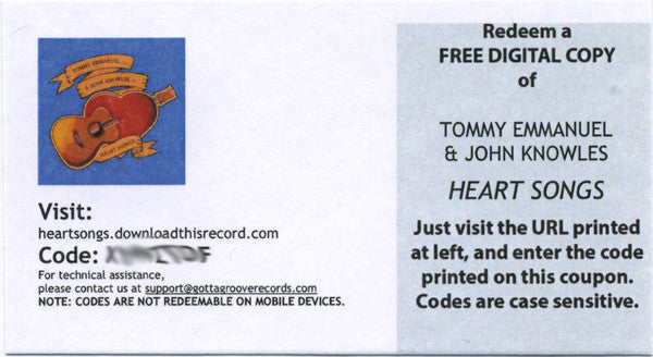 Tommy Emmanuel & John Knowles (2) : Heart Songs (LP, Album, 180)