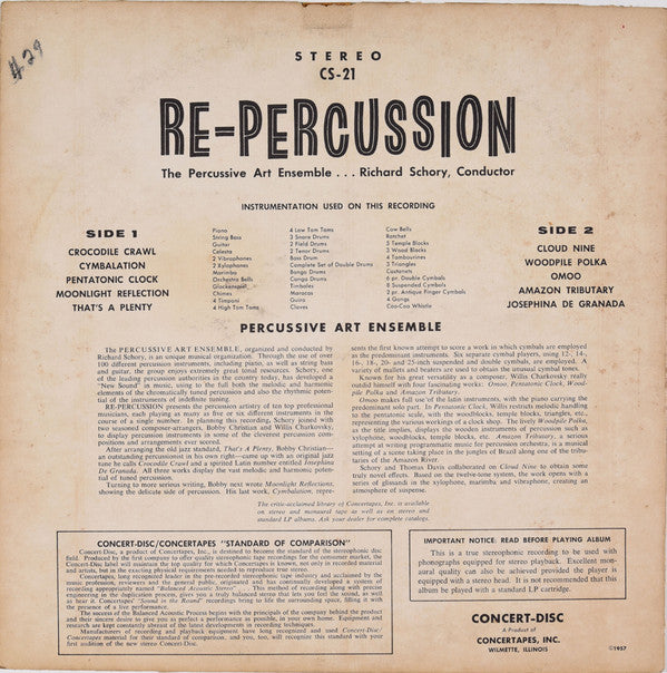 The Percussive Arts Ensemble Conductor Dick Schory : Re-Percussion (LP, Album)