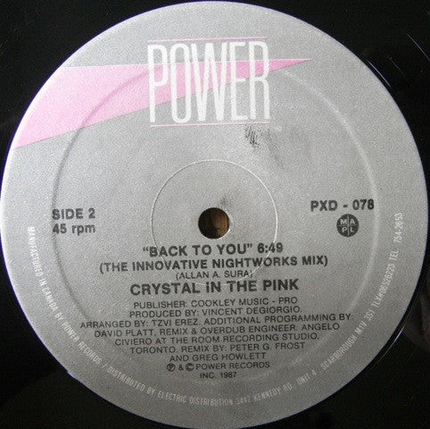 Crystal In The Pink : Back To You (Remix) (12")