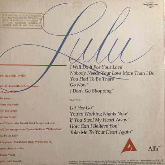 Lulu : Take Me To Your Heart Again (LP, Album)