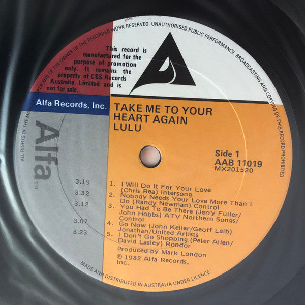 Lulu : Take Me To Your Heart Again (LP, Album)