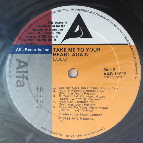 Lulu : Take Me To Your Heart Again (LP, Album)