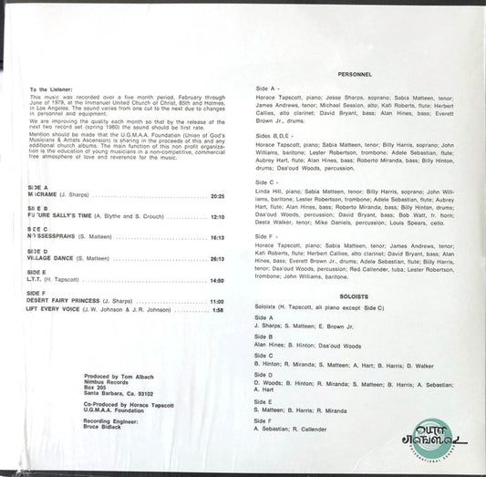 Horace Tapscott With The Pan-Afrikan Peoples Arkestra : Live At I.U.C.C. (3xLP, P/Unofficial, RE, 180)