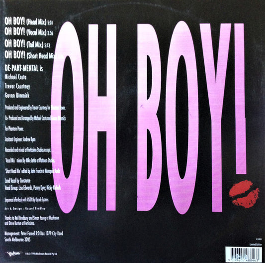 De-Part-Mental : Oh Boy! Remixes (12", Single, Ltd)