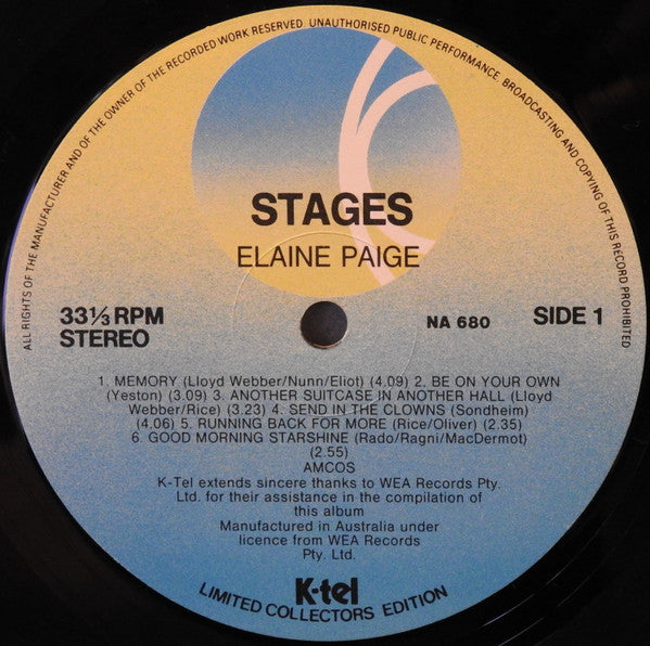 Elaine Paige : Stages (LP, Album)