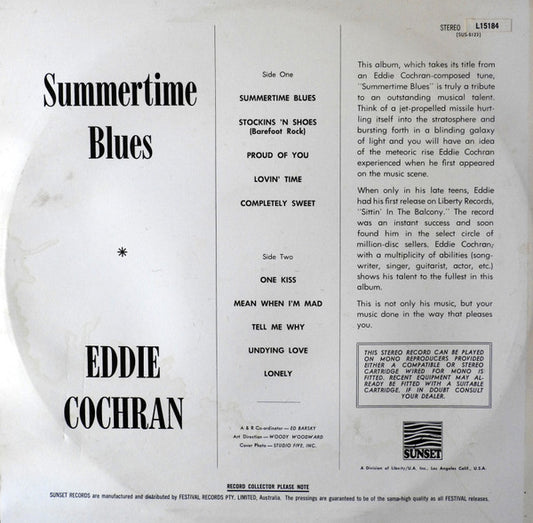 Eddie Cochran : Summertime Blues (LP, Comp)