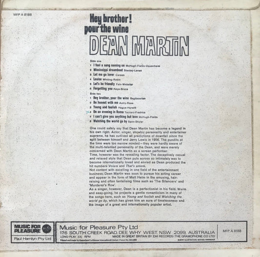 Dean Martin : Hey Brother! Pour The Wine (LP, Comp)