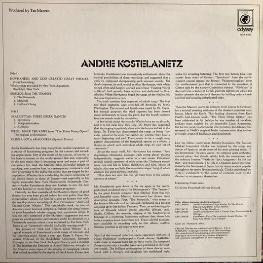 Alan Hovhaness - André Kostelanetz : And God Created Great Whales (LP, Album, RE)