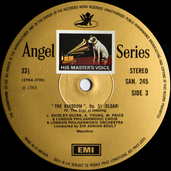 Sir Edward Elgar - Margaret Price, Alexander Young, Yvonne Minton, John Shirley-Quirk, London Philharmonic Choir, London Philharmonic Orchestra, Sir Adrian Boult : The Kingdom (2xLP, 1st + Box)