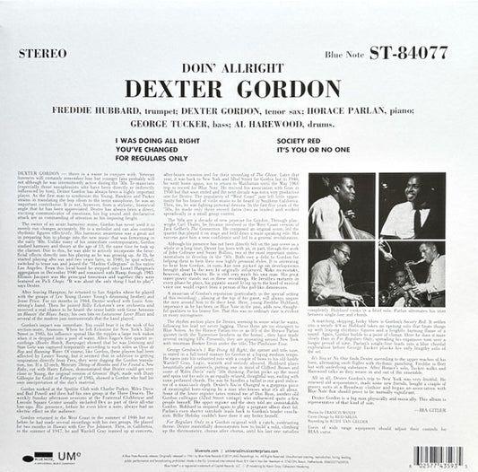 Dexter Gordon : Doin' Allright (LP, Album, RE, 180)