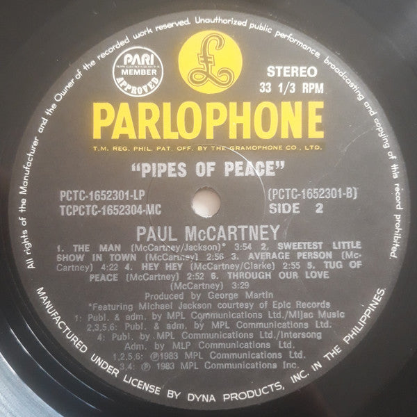 Paul McCartney : Pipes Of Peace (LP, Album, Gat)