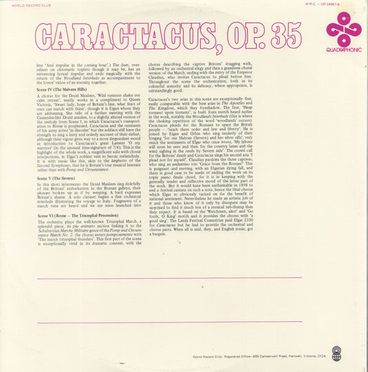 Sir Edward Elgar : Caractacus (2xLP, Album, Quad, Club, Gat)