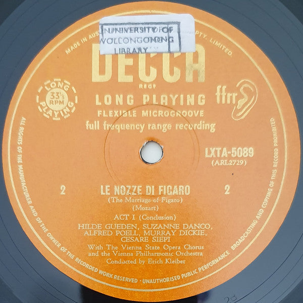 Wolfgang Amadeus Mozart, Cesare Siepi, Lisa Della Casa, Hilde Güden, Fernando Corena, Wiener Philharmoniker, Suzanne Danco, Alfred Poell, Erich Kleiber : Le Nozze Di Figaro (The Marriage Of Figaro) (4xLP, Mono + Box)