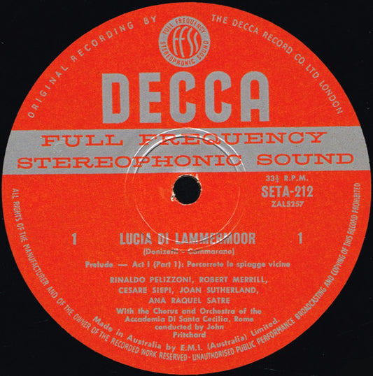 Joan Sutherland, Renato Cioni, Robert Merrill, Cesare Siepi, John Pritchard : Lucia Di Lammermoor (3xLP + Box)