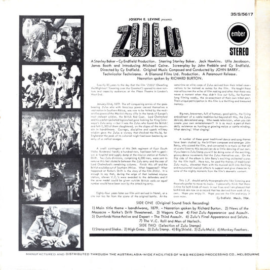 John Barry : Zulu (Original Motion Picture Sound Track & Other Themes) (LP, Comp)