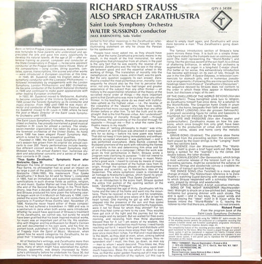 Strauss* / Saint Louis Symphony Orchestra / Walter Susskind : Also Sprach Zarathustra (LP, Album, Quad)