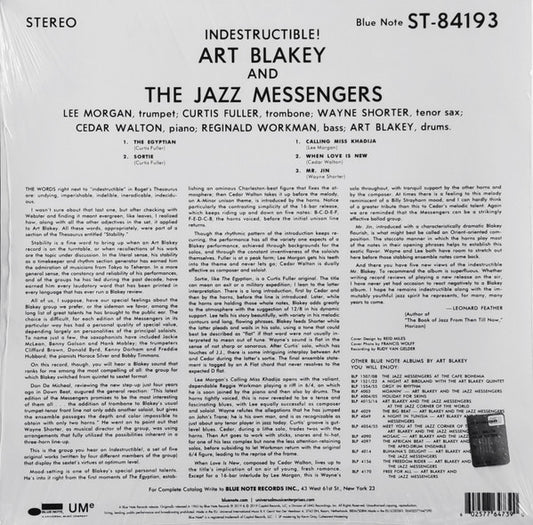 Art Blakey & The Jazz Messengers : Indestructible! (LP, Album, RE, 180)