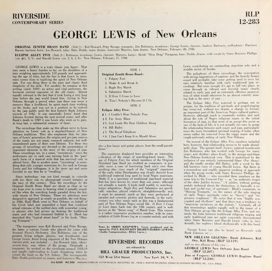 George Lewis (2) With Eclipse Alley Five And The Original Zenith Brass Band : George Lewis Of New Orleans (LP, Comp, Mono, RE)