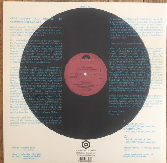 Chief Stephen Osita Osadebe & His Nigeria Sound Makers International : Osondi Owendi (LP, Album, RE)