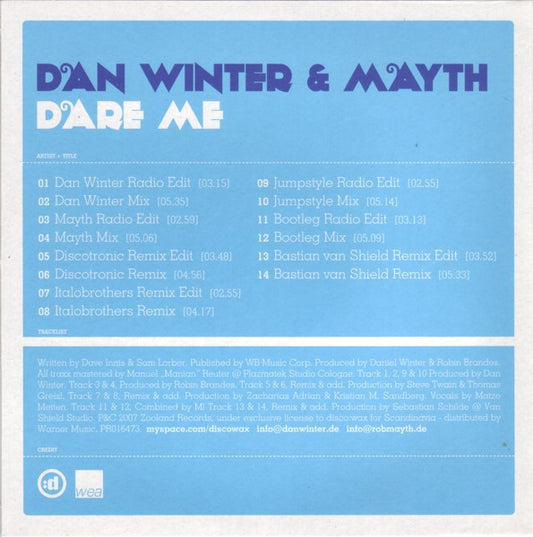 Dan Winter & Rob Mayth : Dare Me (CD, Single)