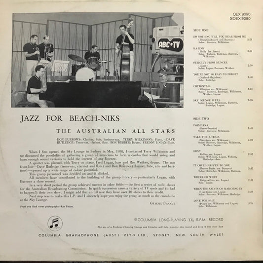 The Australian All-Stars : Jazz For Beach-Niks (LP, Album, Mono, RE)