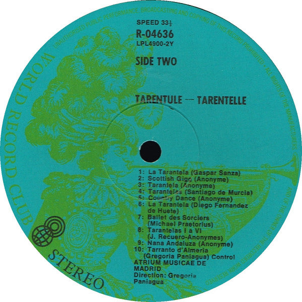 Atrium Musicae de Madrid, Gregorio Paniagua : Tarentule-Tarentelle (LP, Album, Club)
