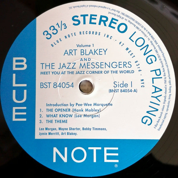 Art Blakey & The Jazz Messengers : Meet You At The Jazz Corner Of The World (Volume 1) (LP, Album, RE, 180)