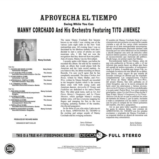 Manny Corchado And His Orchestra Featuring Tito Jimenez : Aprovecha El Tiempo (LP, Album, RE)