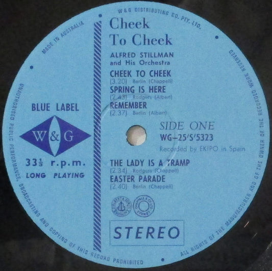Alfred Stillman And His Orchestra : Cheek To Cheek (LP, Album)