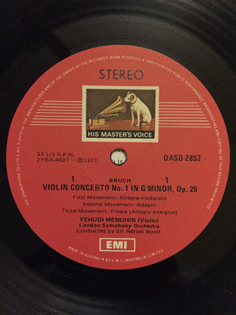 Max Bruch — Yehudi Menuhin - London Symphony Orchestra, Sir Adrian Boult : Violin Concerto No.1 In G Minor, Op.26 / Violin Concerto No.2 In D Minor, Op.44 (LP)