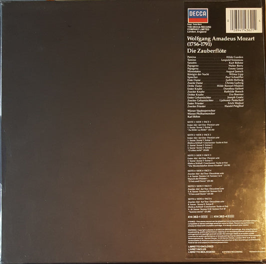 Wolfgang Amadeus Mozart, Hilde Güden, Wilma Lipp, Leopold Simoneau, Kurt Böhme, Walter Berry, Paul Schöffler, Wiener Staatsopernchor, Wiener Philharmoniker, Karl Böhm : Die Zauberflöte = The Magic Flute = La Flûte Enchantée (3xLP + Box)
