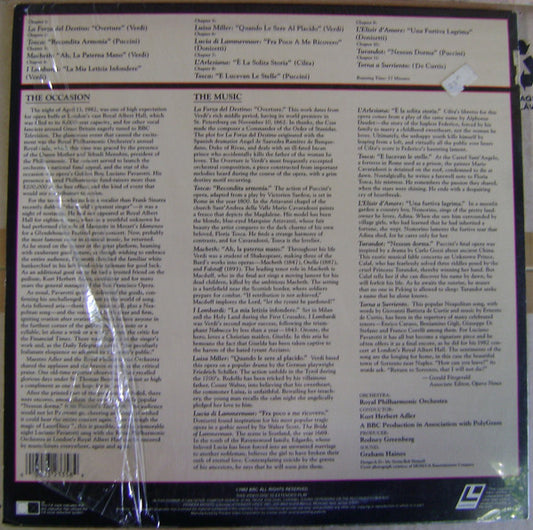 Luciano Pavarotti : Pavarotti In London (Laserdisc, 12", S/Sided, Album, RM, NTSC)