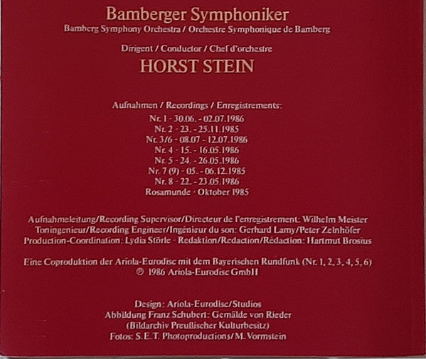 Franz Schubert, Horst Stein, Bamberger Symphoniker : Franz Schubert Die Symphonien - Gesamtaufnahme (5xLP + Box)