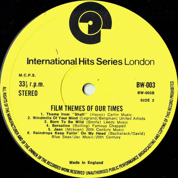 Unknown Artist : Film Themes Of Our Times (LP, Yel)