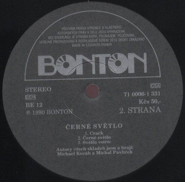Michael Kocáb & Michal Pavlíček : Černé Světlo = Black Light (LP, Album)