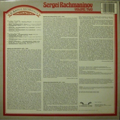 Sergei Rachmaninoff : The Ampico Recordings Volume Two (LP, Comp)