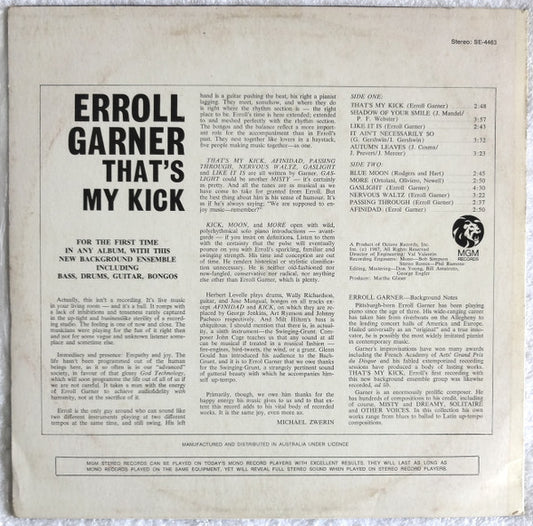 Erroll Garner : That's My Kick (LP, Album)