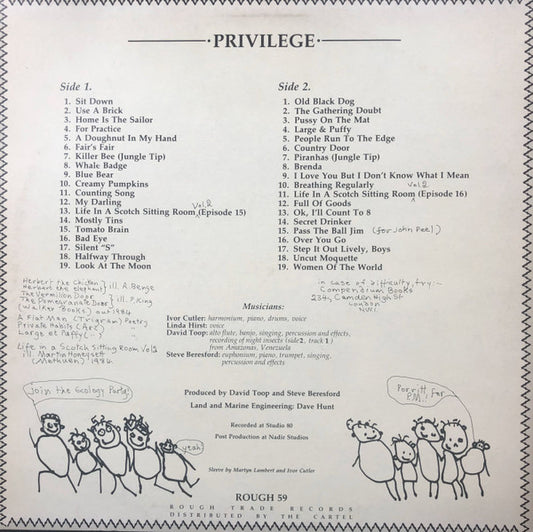 Ivor Cutler And Linda Hirst : Privilege (LP, Album)