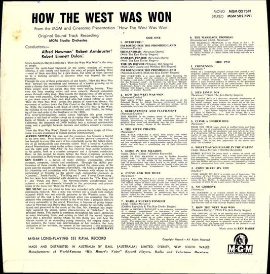 Alfred Newman, Debbie Reynolds, Ken Darby : How The West Was Won, Original Soundtrack (LP, Album, Mono)