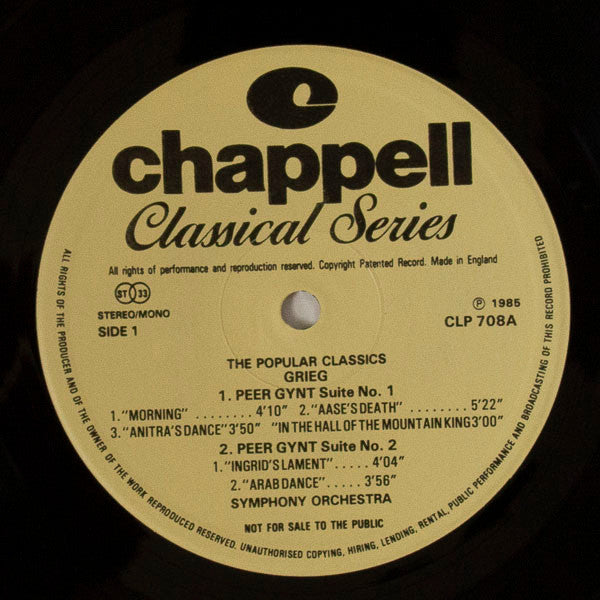 Edvard Grieg : The Popular Classics (LP, Album, Mono)