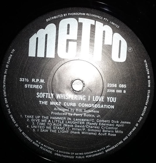 Mike Curb Congregation : Softly Whispering I Love You (LP, Album)