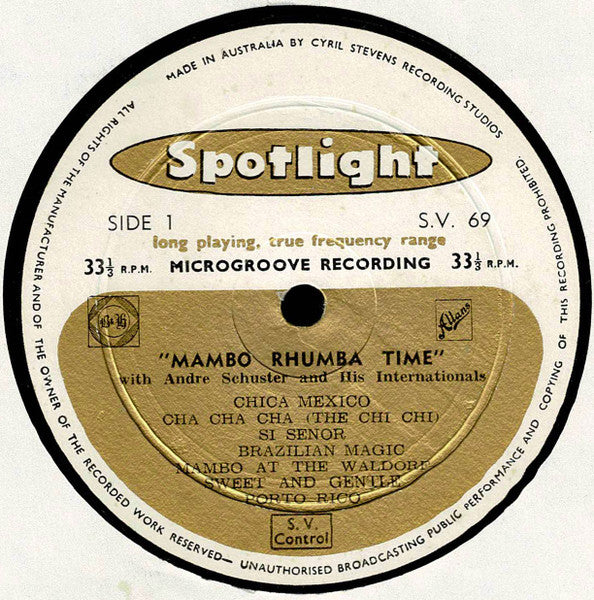 Andre Schuster And His Continentals : Mambo Rhumba Time (LP, Album)