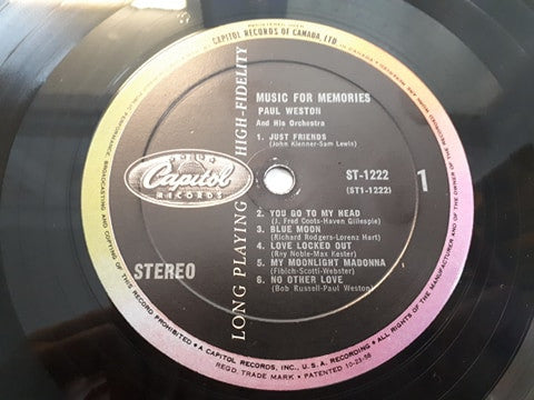 Paul Weston (2) : Music For Memories (LP)
