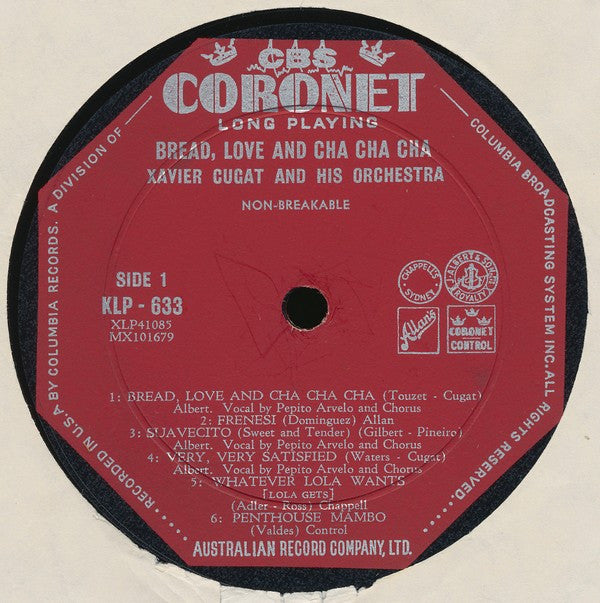 Xavier Cugat And His Orchestra : Bread, Love And Cha, Cha, Cha (LP, Album, RP)