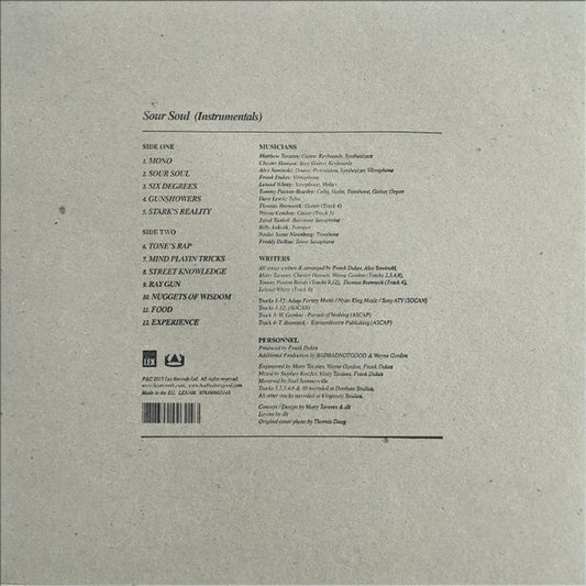 BadBadNotGood & Ghostface Killah : Sour Soul (Instrumentals) (LP, Album, RP)
