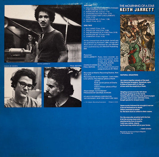 Keith Jarrett : The Mourning Of A Star (LP, Album, PR)