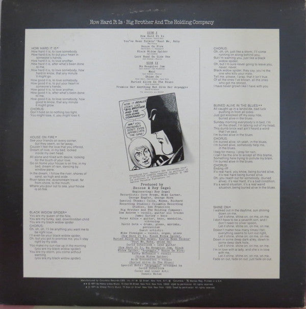 Big Brother & The Holding Company : How Hard It Is (LP, Album)