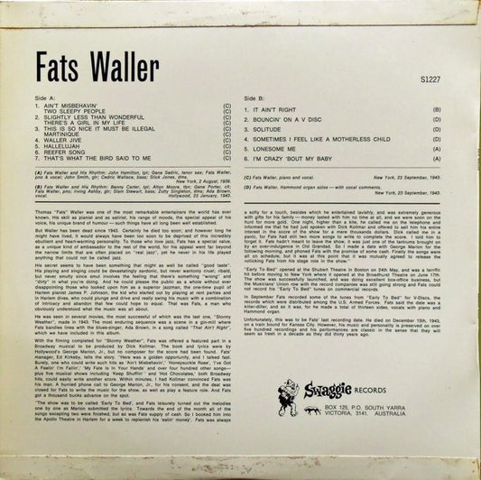 Fats Waller : Fats Waller (LP, Comp, Mono)