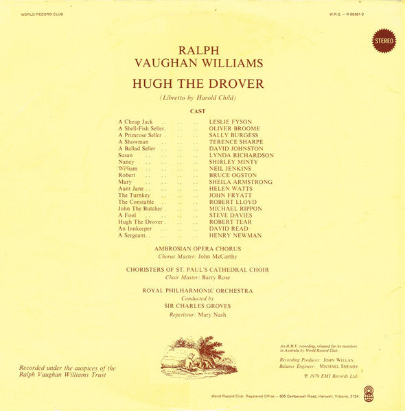 Ralph Vaughan Williams : Hugh The Drover (2xLP, Album, Club, Gat + Box)