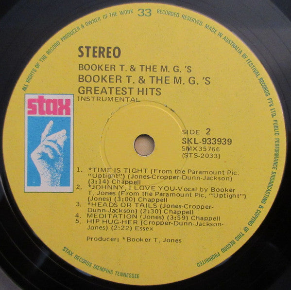Booker T. & The M.G.'s* : Booker T. & The M.G.'s Greatest Hits (LP, Comp)
